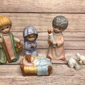Vintage HOMCO Nativity Children Figurines 5602 5609 Baby Jesus, Mary, Shepherd W